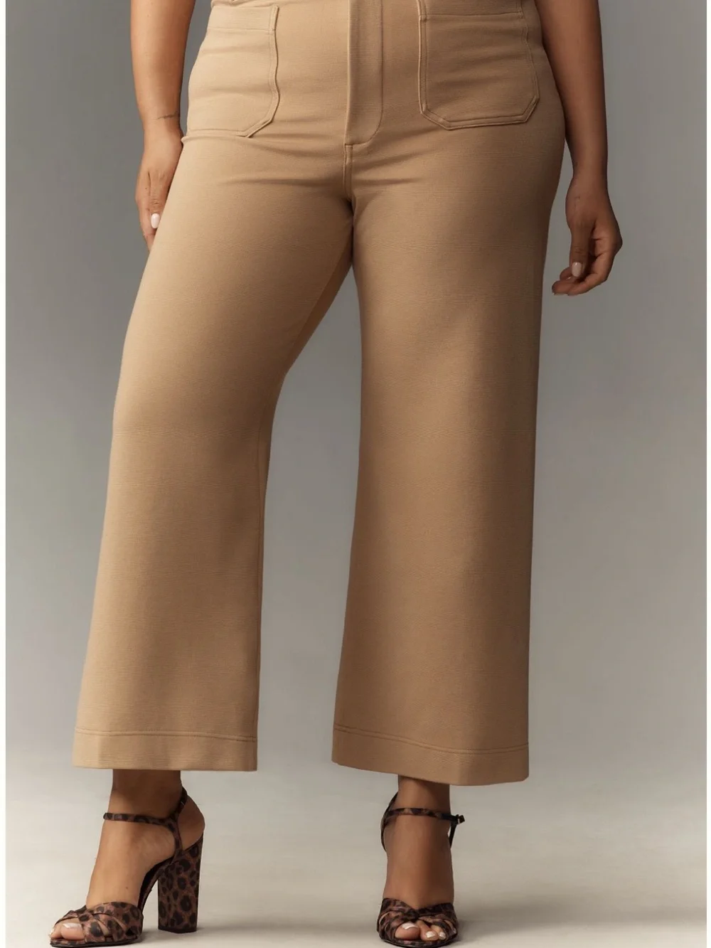 Maeve for Anthropologie Colette Knit High-Rise Wide-Leg Cropped Pant PLUS SIZE - Picture 2 of 11
